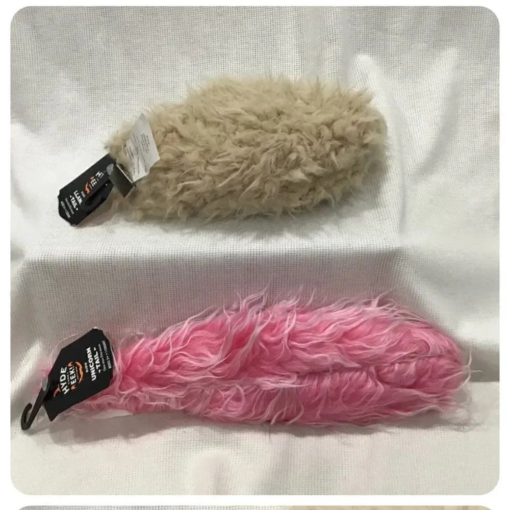 NEW Hyde and EEK! 2pc Lot Pink Unicorn & Tan Llama Clip on Tails 2pc NEW